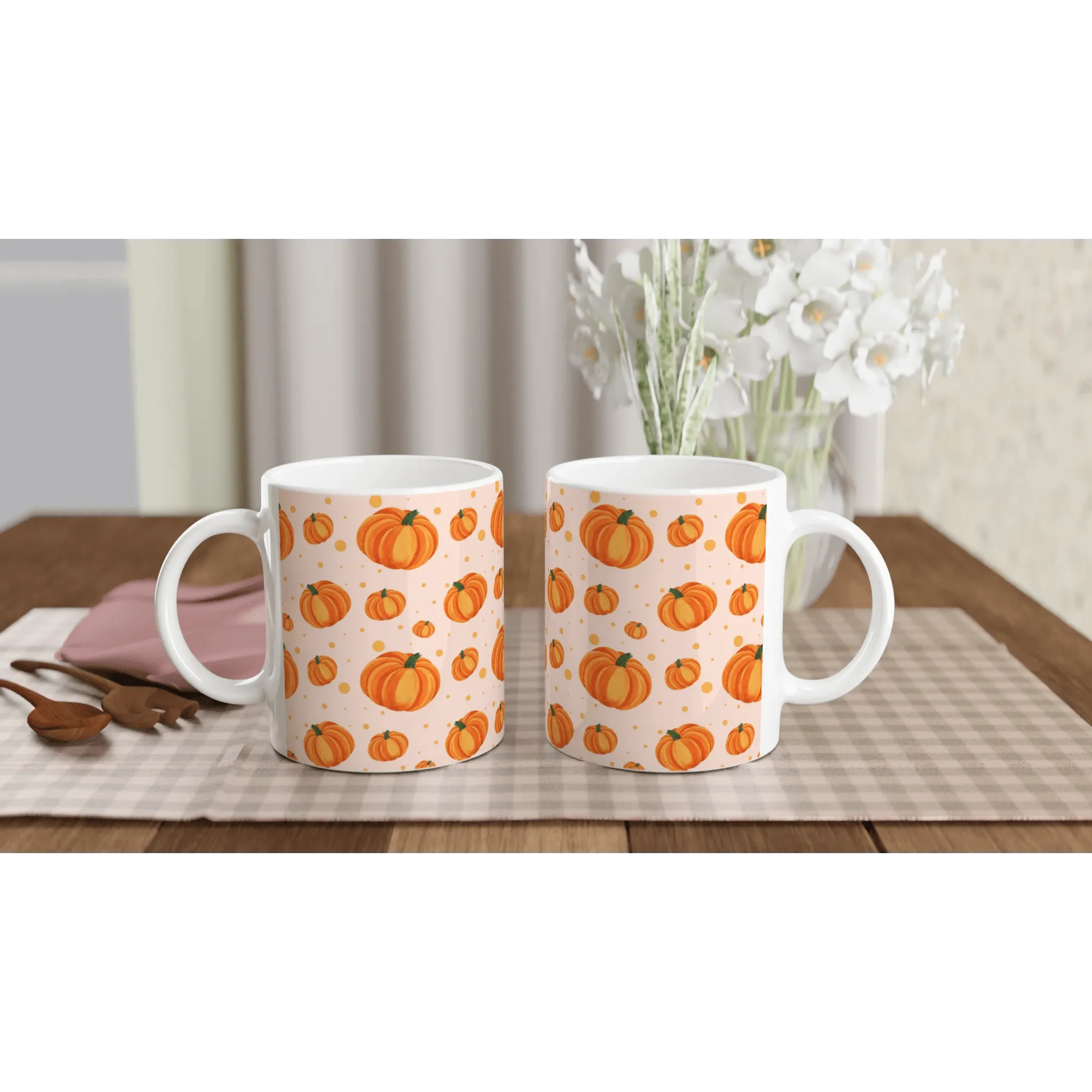 All-Over Pumpkin Print Ceramic Mug – Cozy Fall Vibes