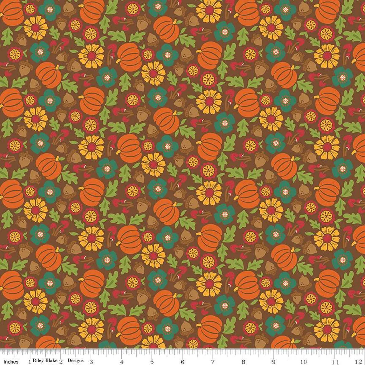 Autumn Afternoon Pumpkins Brown Yardage by Heather Peterson | Riley Blake Designs