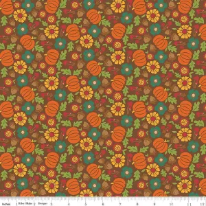 Autumn Afternoon Pumpkins Brown Yardage by Heather Peterson | Riley Blake Designs