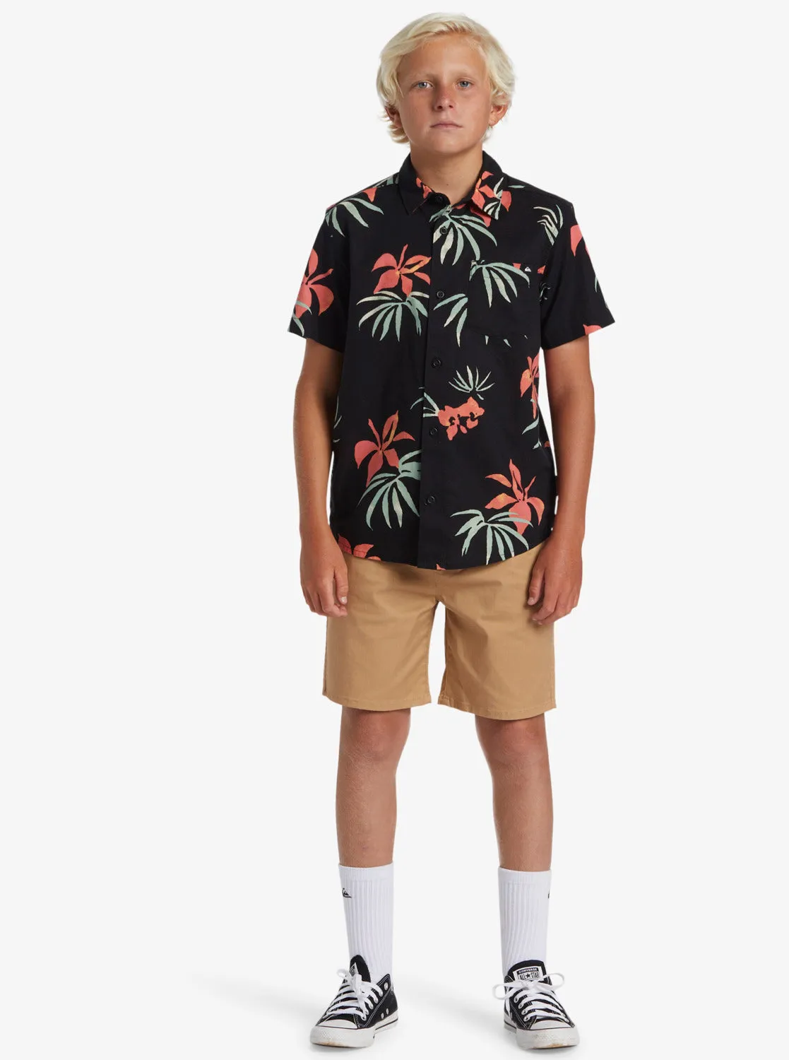 Boys 8-16 Apero Classic Short Sleeve Woven Shirt - Black Aop Mix Bag Ss