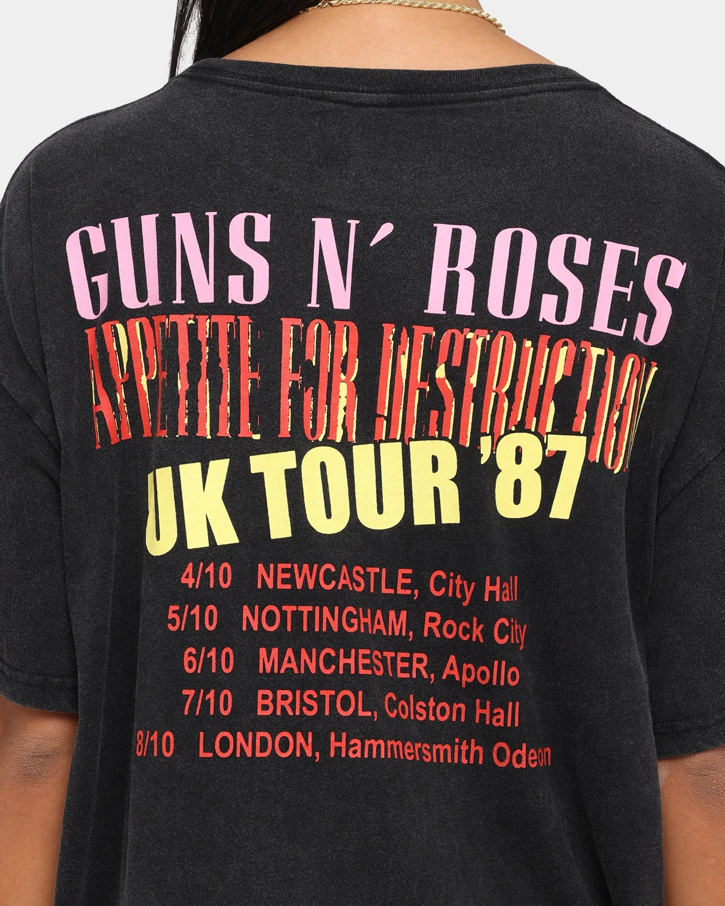 Bravado Women's Guns N' Roses UK Tour '87 T-Shirt Black