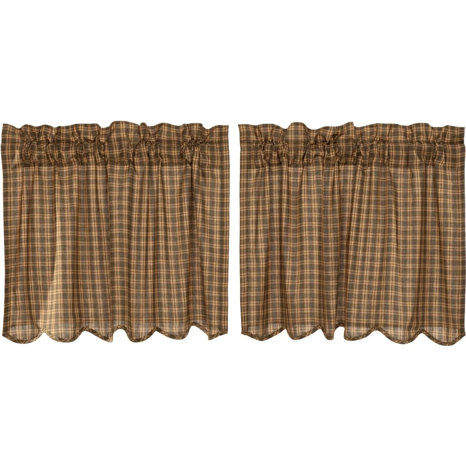 Cedar Ridge Scalloped Lined Tier Curtains 24"