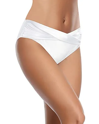 Cheeky Swimwear Bottoms High Cut Bathing Suit Bottoms For Curvy Women-White