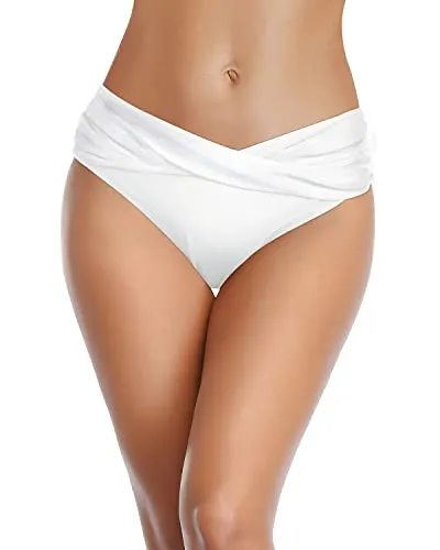 Cheeky Swimwear Bottoms High Cut Bathing Suit Bottoms For Curvy Women-White