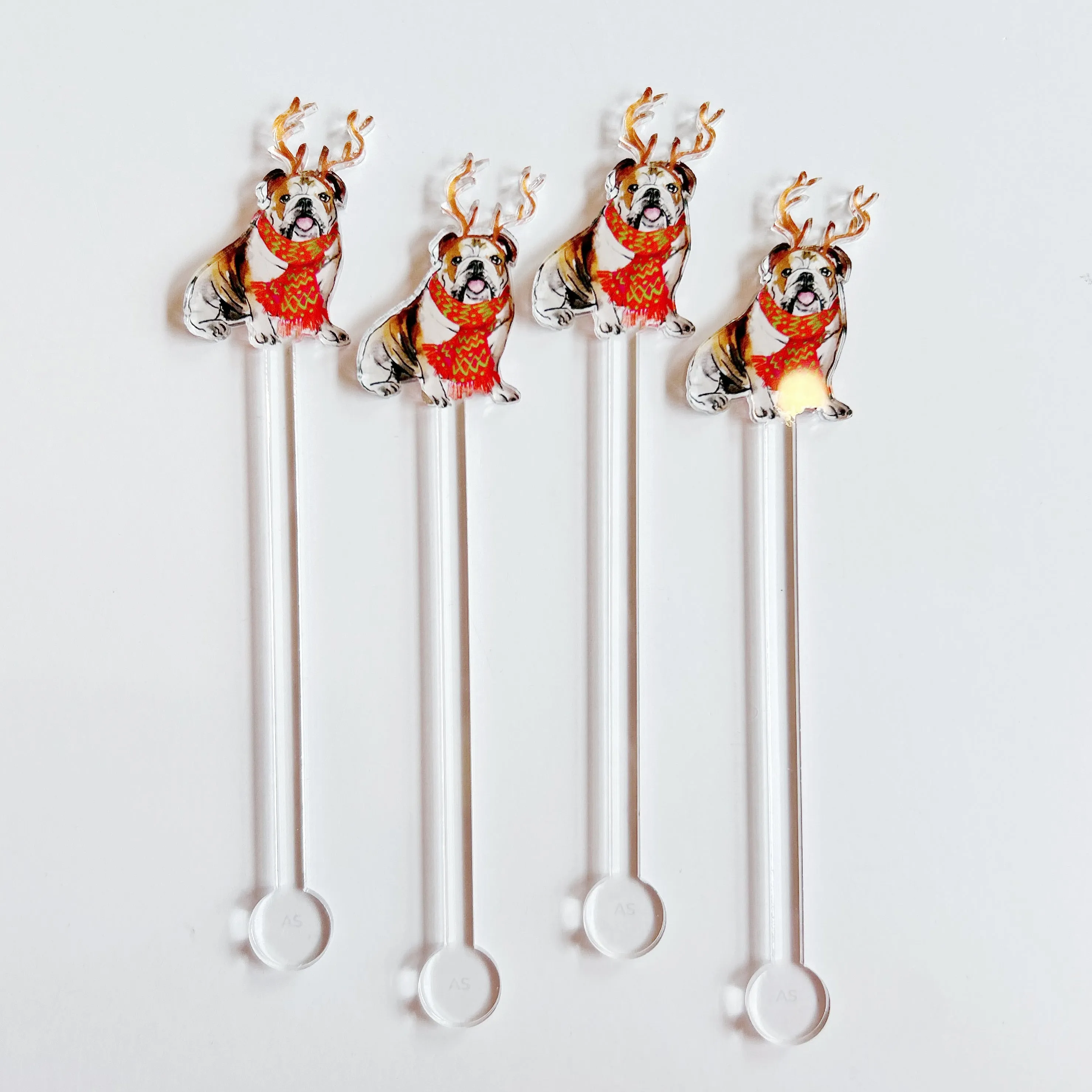 Christmas Bulldog Drink Stirrers