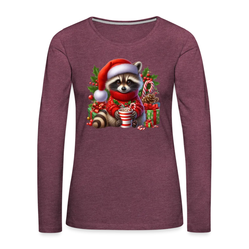 Christmas Cute Feral Raccoon Women's Premium Long Sleeve T-Shirt