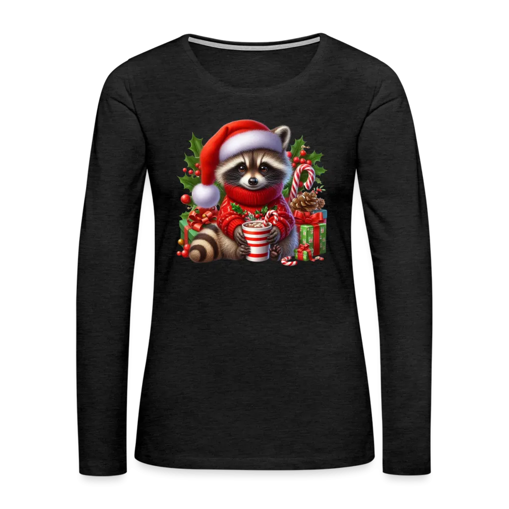 Christmas Cute Feral Raccoon Women's Premium Long Sleeve T-Shirt