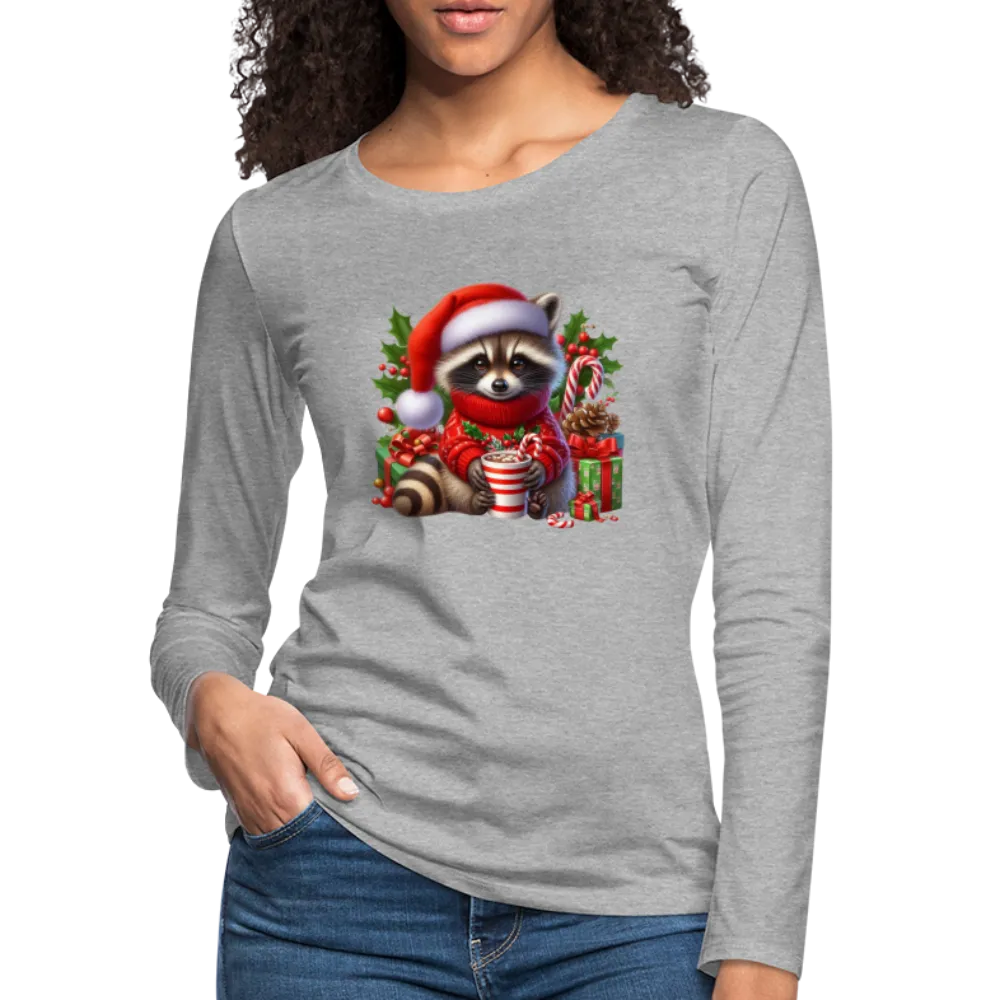 Christmas Cute Feral Raccoon Women's Premium Long Sleeve T-Shirt