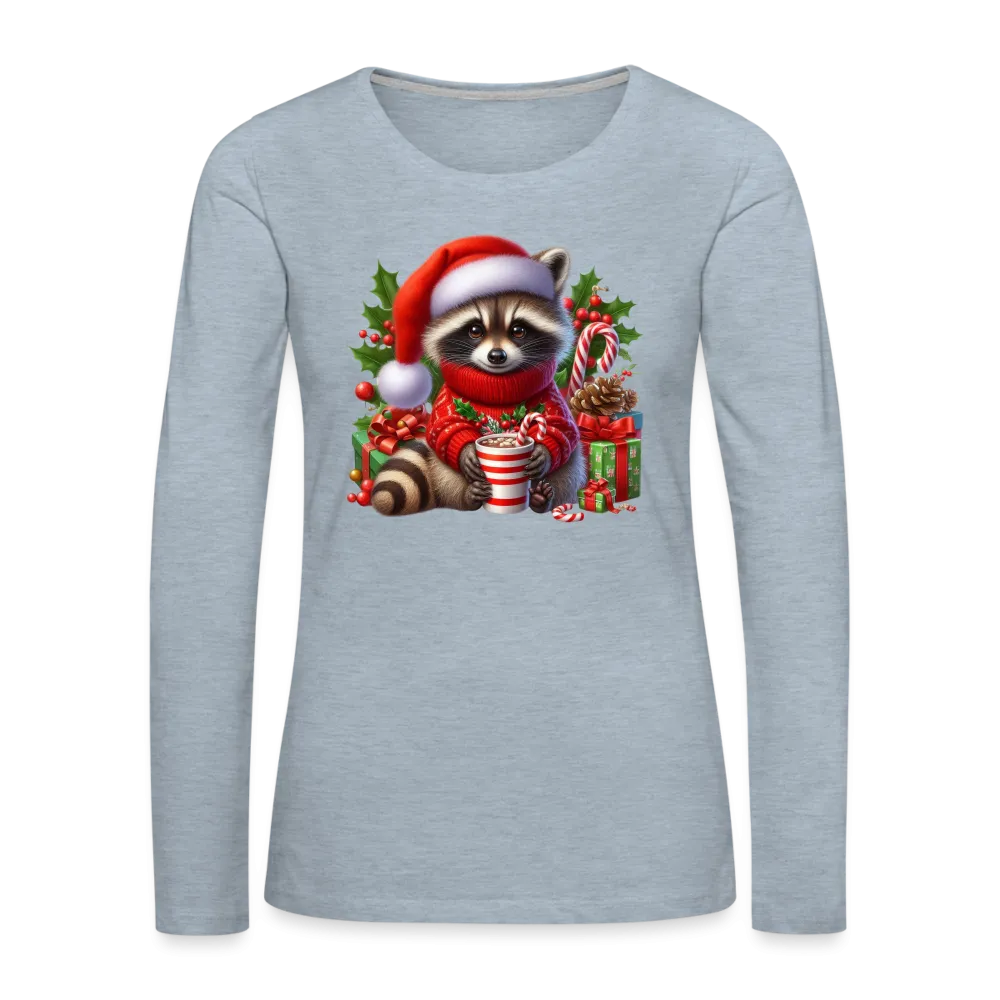 Christmas Cute Feral Raccoon Women's Premium Long Sleeve T-Shirt