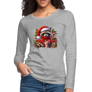 Christmas Cute Feral Raccoon Women's Premium Long Sleeve T-Shirt