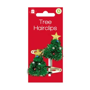 Christmas Tree Hair Clips 2pk