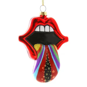 Chroma Disco Lips Glass Ornaments