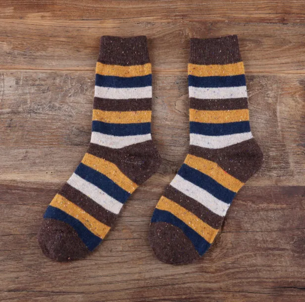 Cozy and Warm | Wool Socks | Brown Stripes