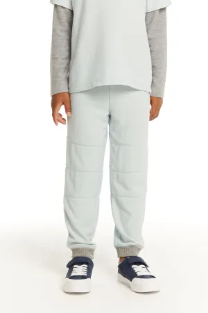 Cozy Knit Blue Bird Pant with Seamed Panels