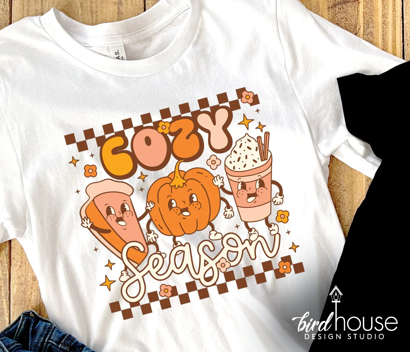 Cozy Season Shirt, Cute Groovy Thanksgiving Graphic Tee