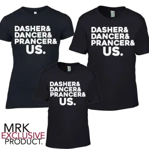 Dasher, Dancer & US Matching Black Tees (MRK X)