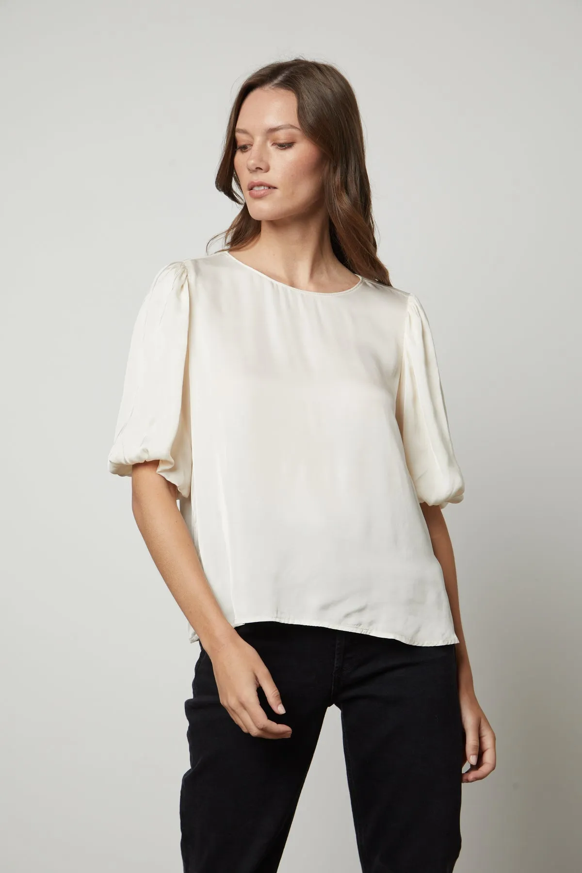 DESI SATIN PUFF SLEEVE TOP