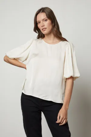 DESI SATIN PUFF SLEEVE TOP