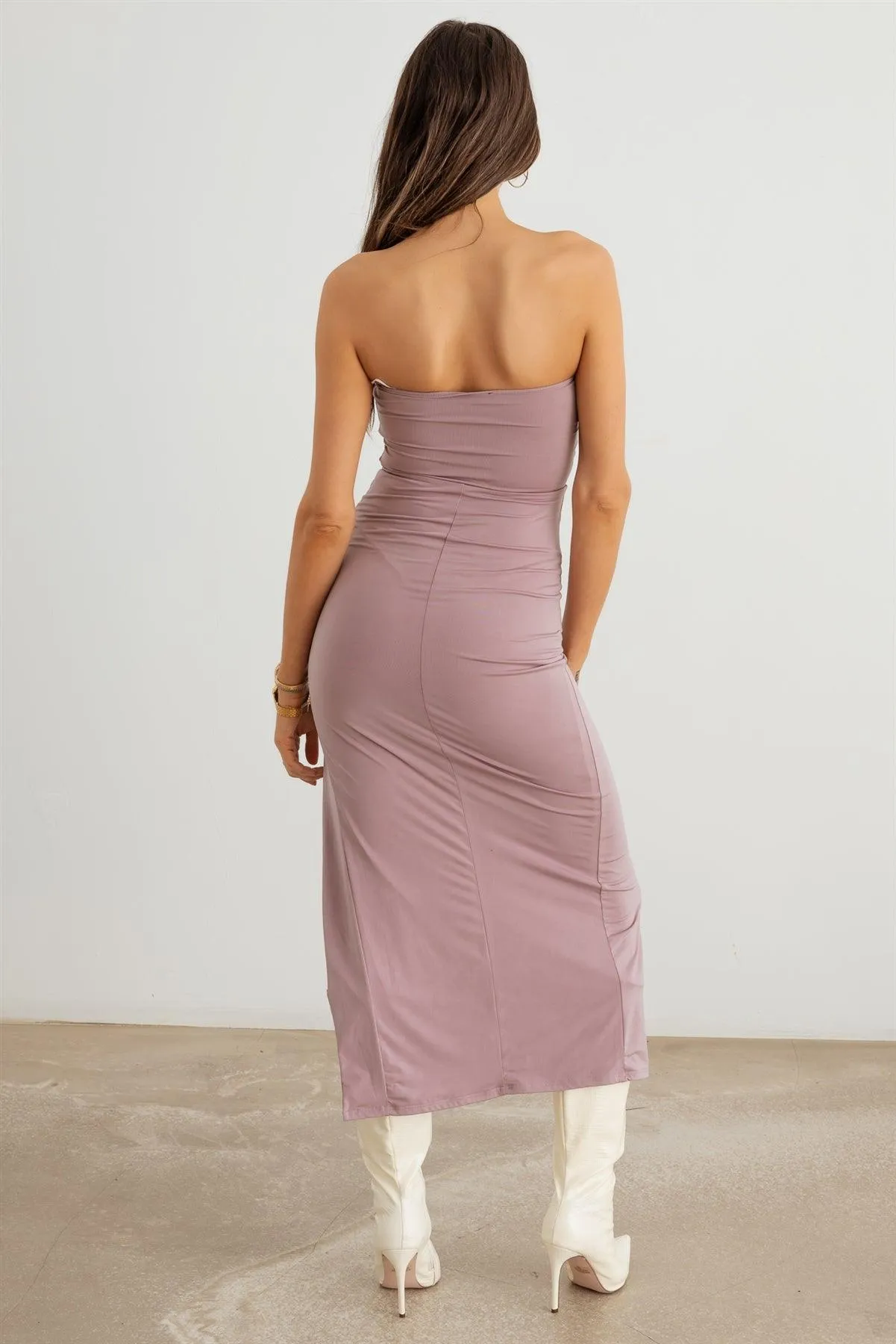 Dust Strapless Cut-Out Front Ring Midi Dress