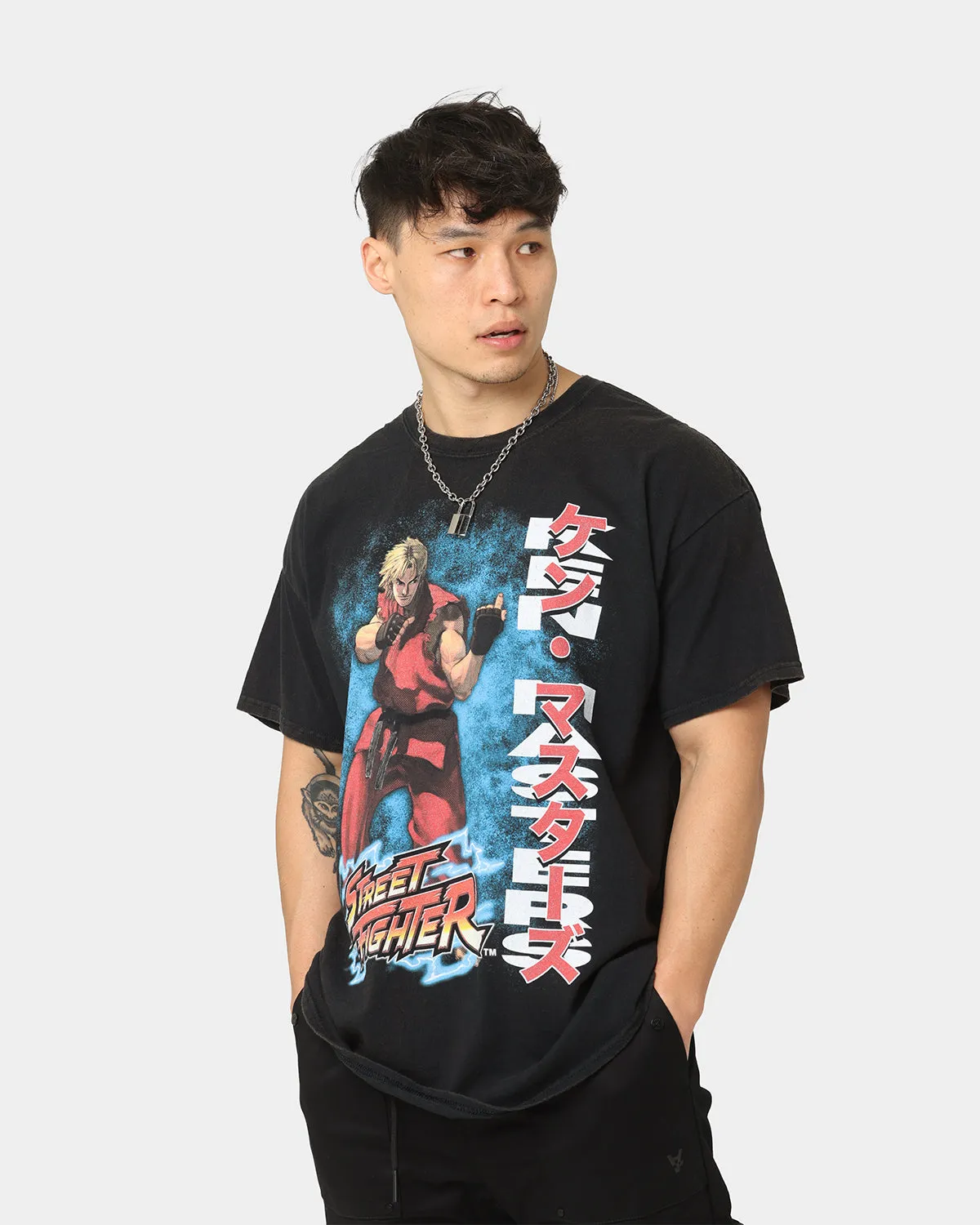 Goat Crew X Street Fighter Ken Masters Vintage T-Shirt Black Wash