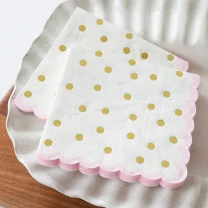 Gold Dot Scallop Beverage Napkins