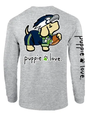 GREEN AND NAVY MASCOT PUP, ADULT LS (PRINTED TO ORDER)