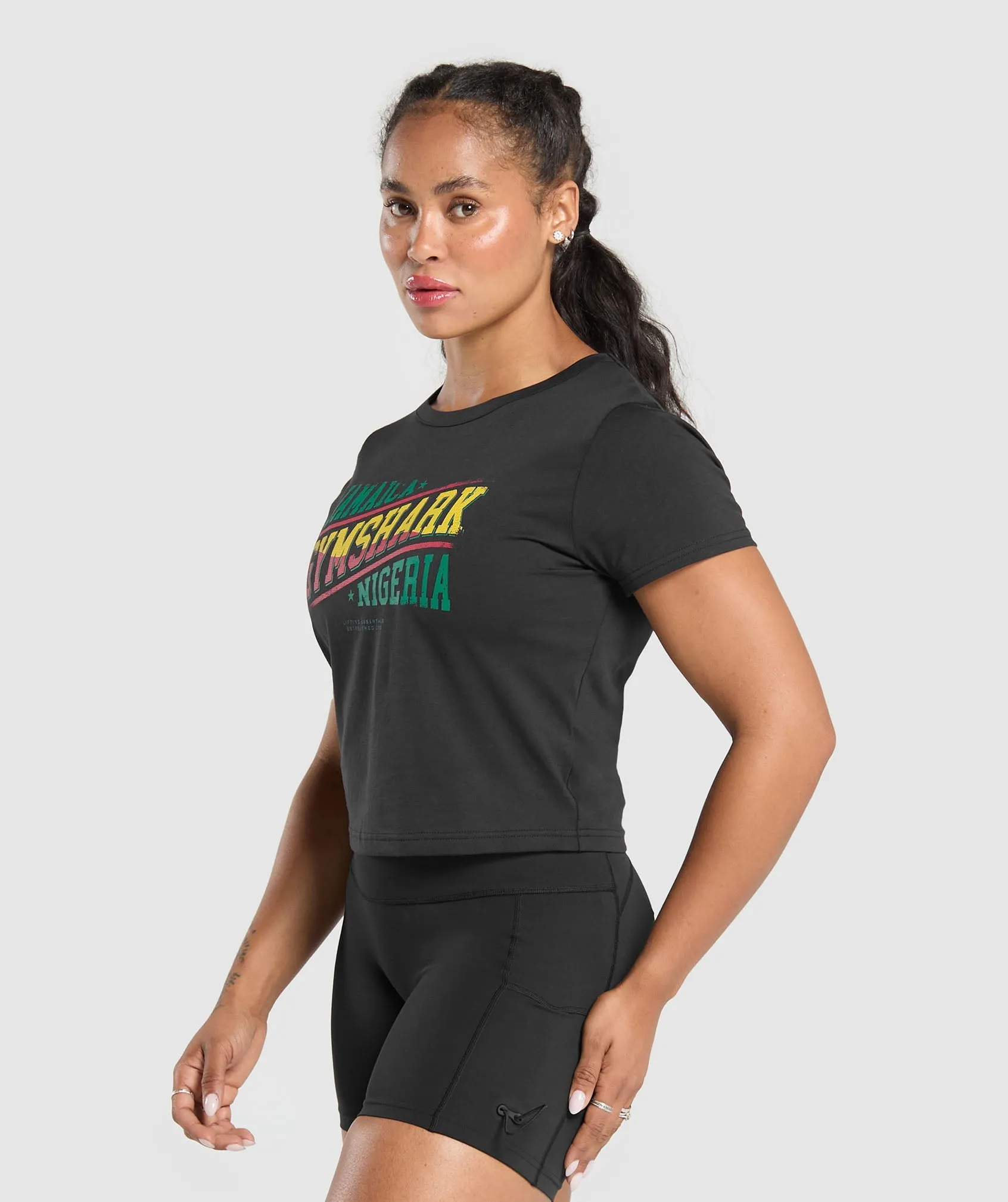 Gymshark Indiyah and Dami x Graphic Baby Tee - Black