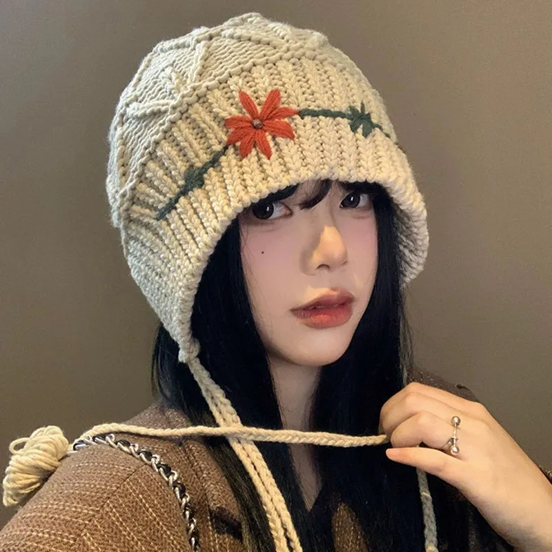 Hand-Knitted Tassel Hood Hat