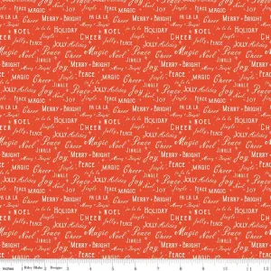 Holiday Cheer Text Red Yardage - My Mind’s Eye | Riley Blake Designs, SKU: C13613-RED