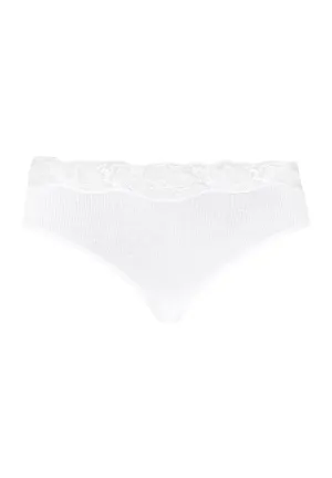 Lace Delight Fine Ribbed Cotton Hi-Cut Brief | White 71378-101