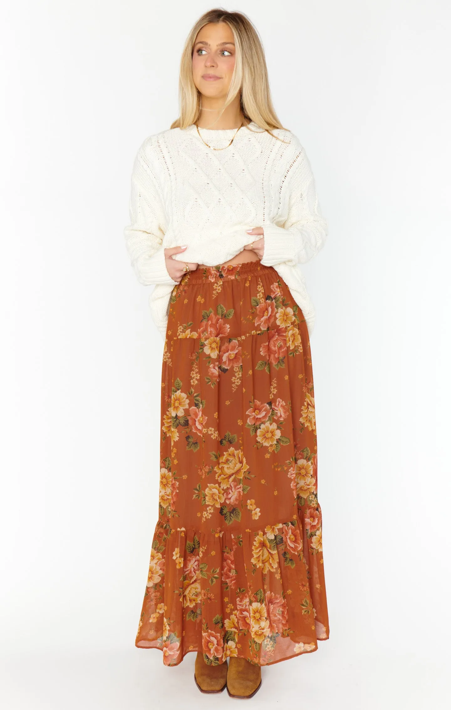 Larina Midi Skirt ~ Garden Harvest