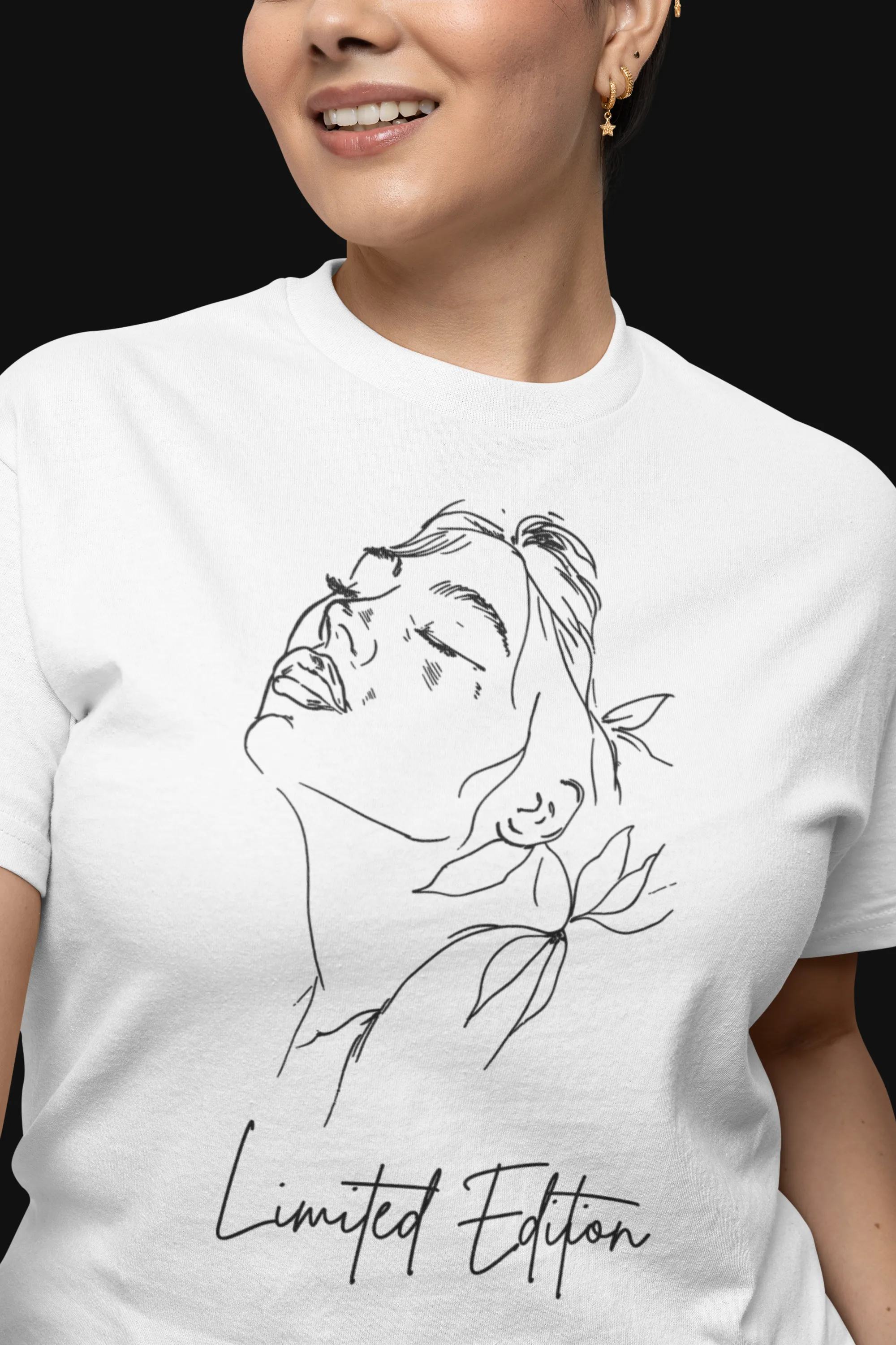 Limited Edition Cotton tshirt for women with Minimalistic Woman Design