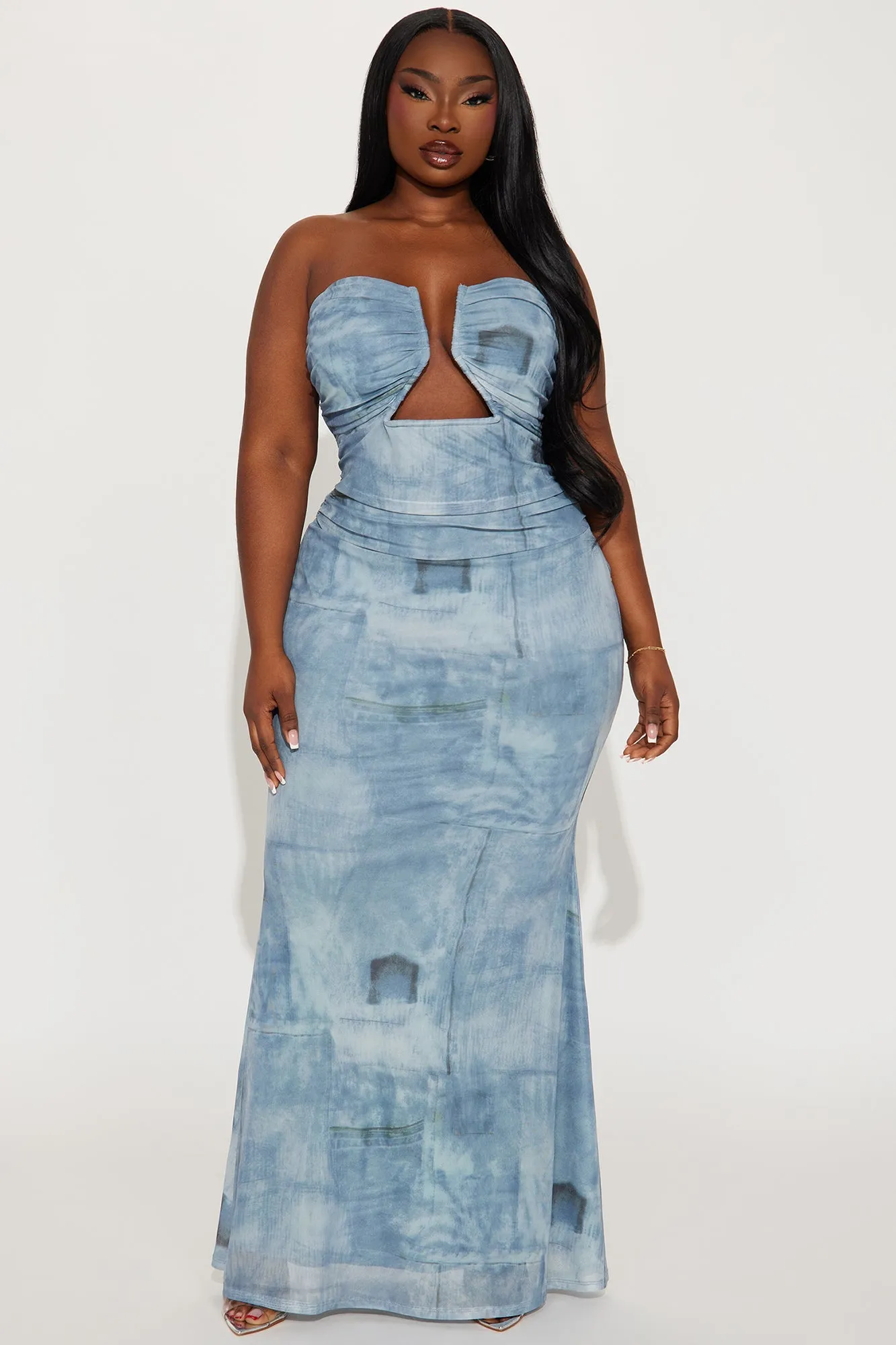 Ocean Mesh Maxi Dress - Blue/combo