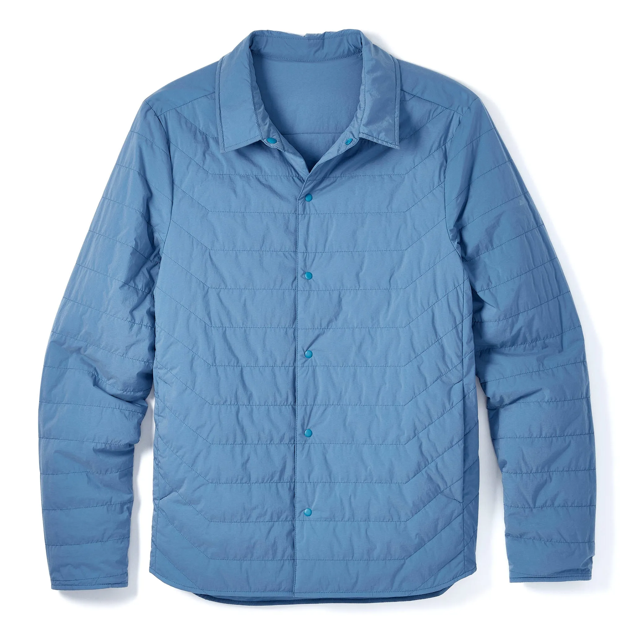 Reversible Insulated Shirt Jacket in Dusty Blue