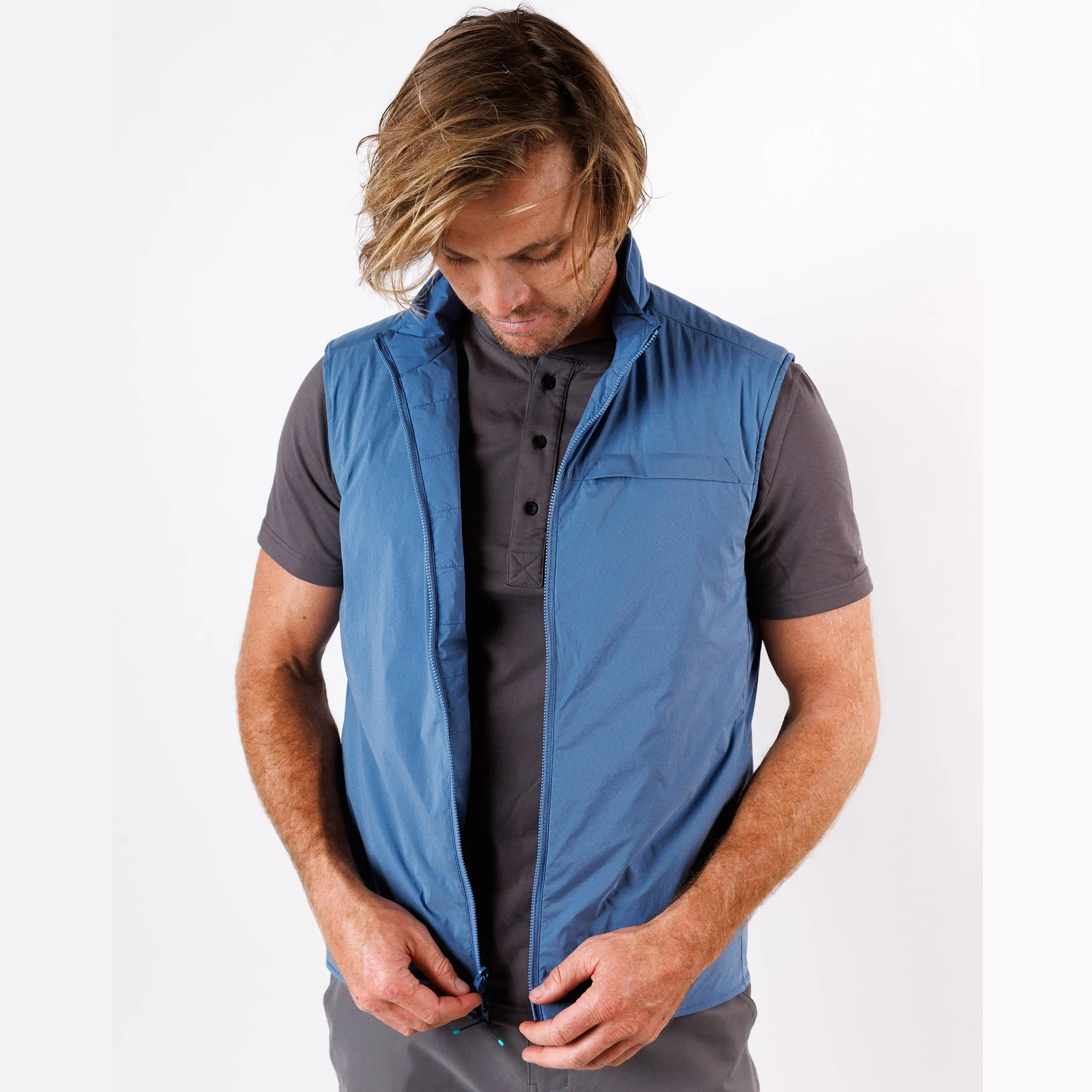 Reversible Insulated Vest in Dusty Blue