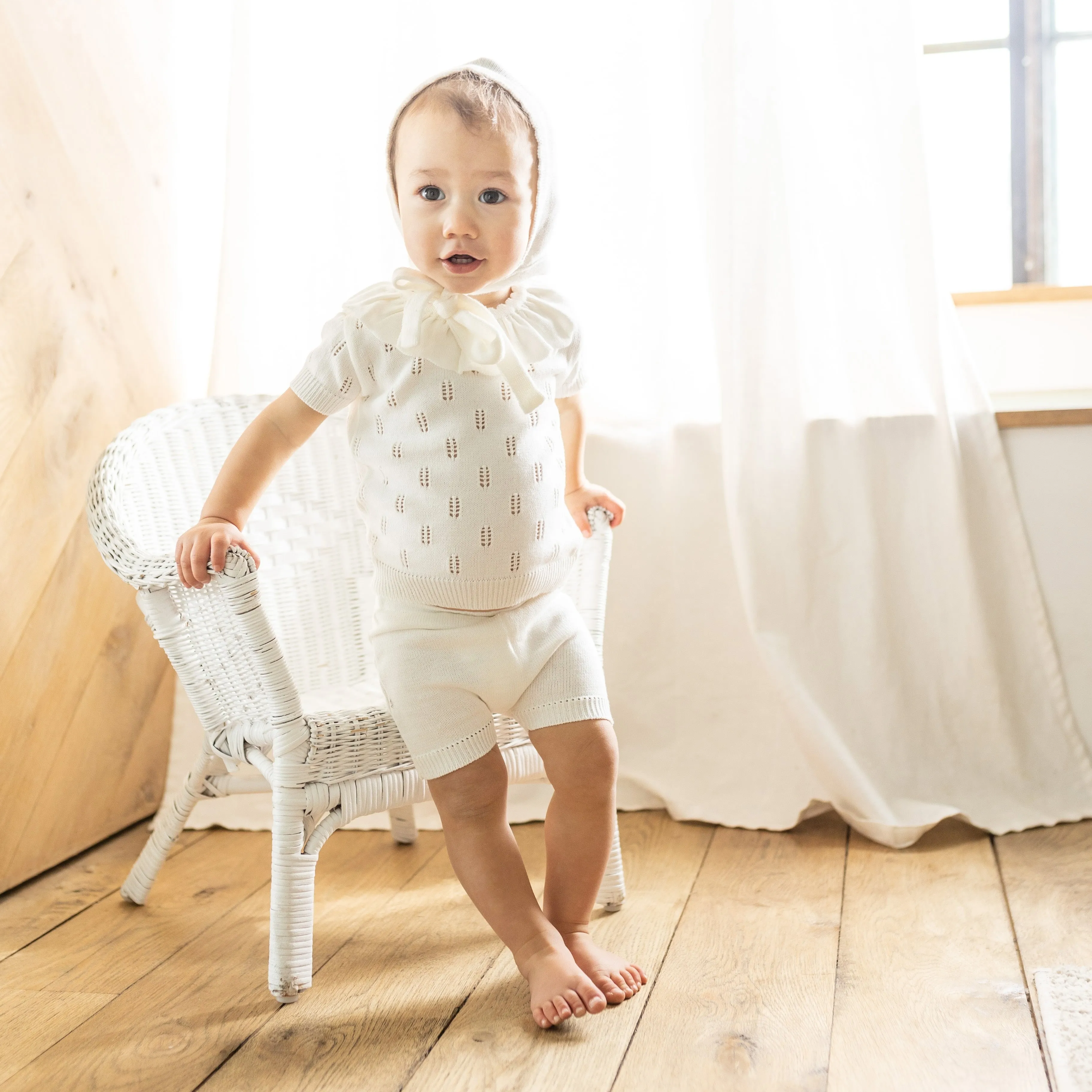 Ruffled Wheat Set ~ Off White