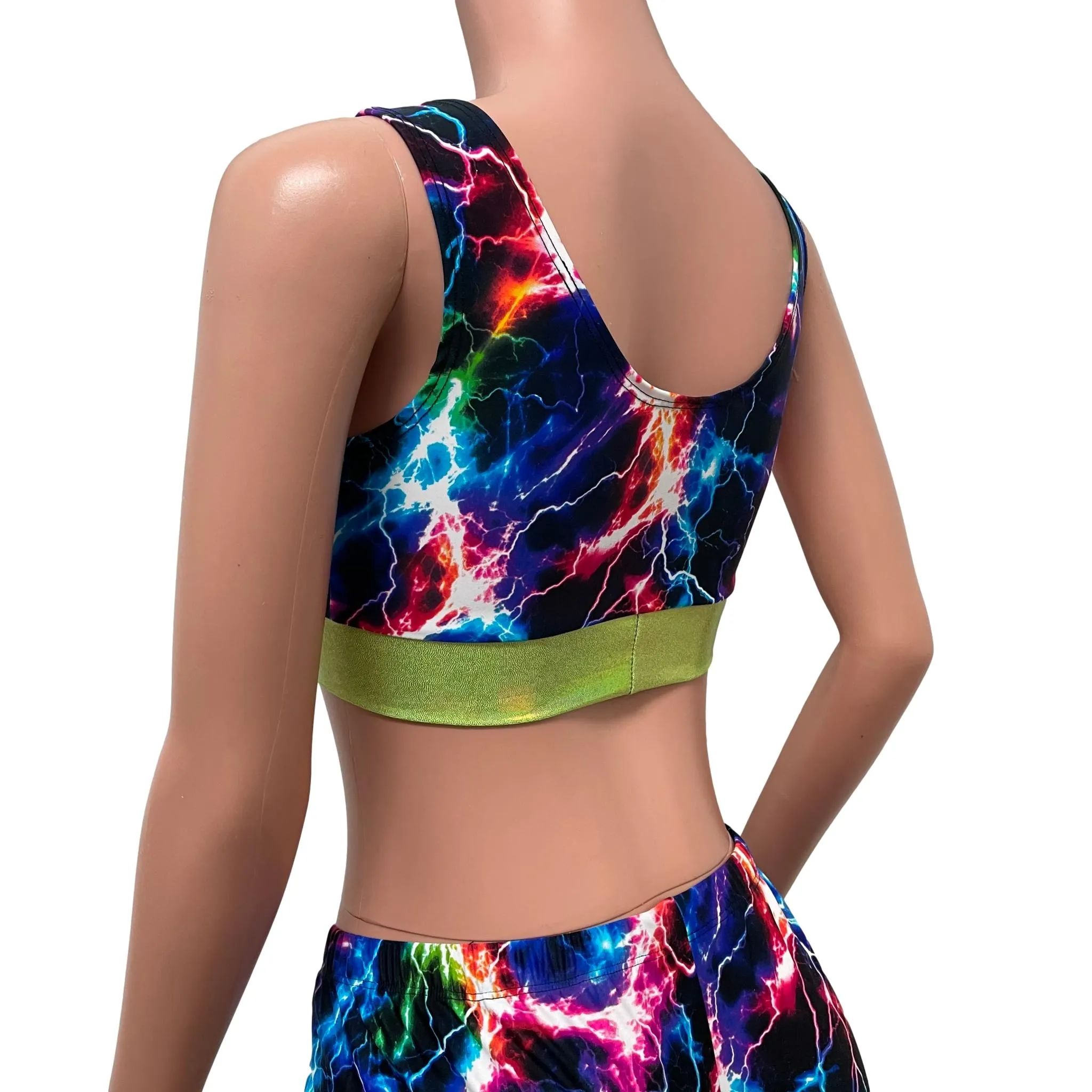 SALE - Cosmic Thunder/Lime Holo Scrunch Top Bralette