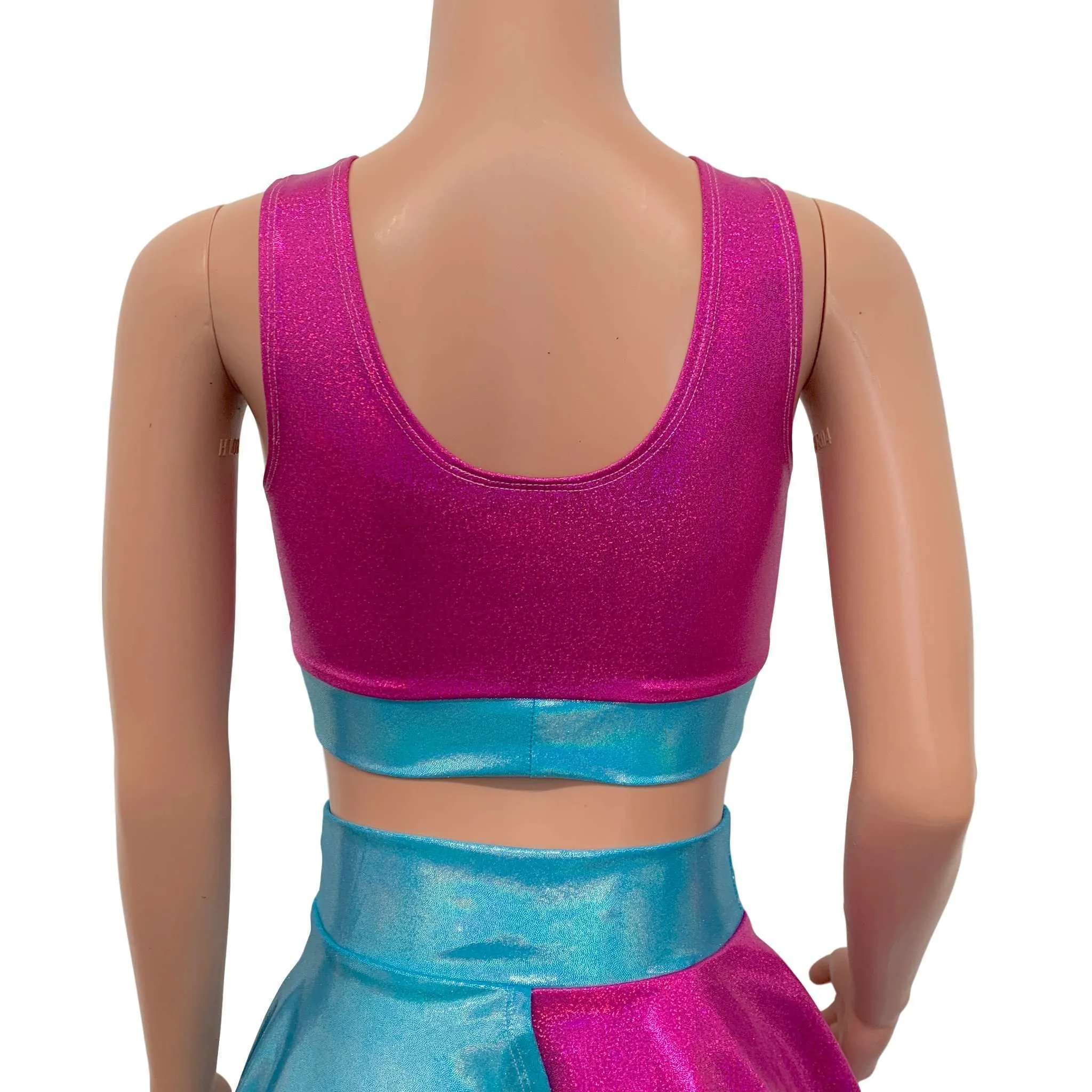 SALE - SMALL - Blue & Pink Sparkle Scrunch Top Bralette (Copy)