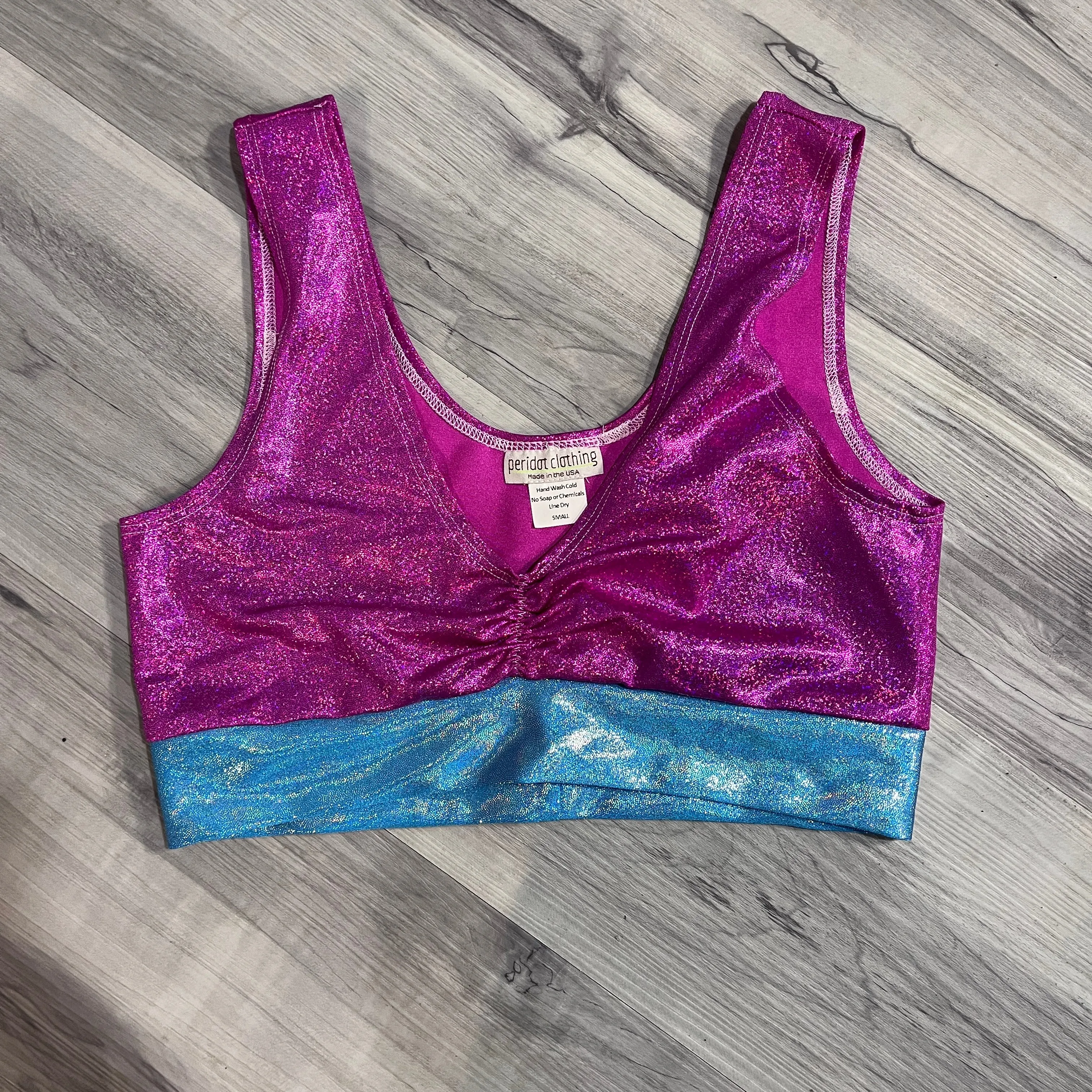 SALE - SMALL - Blue & Pink Sparkle Scrunch Top Bralette (Copy)