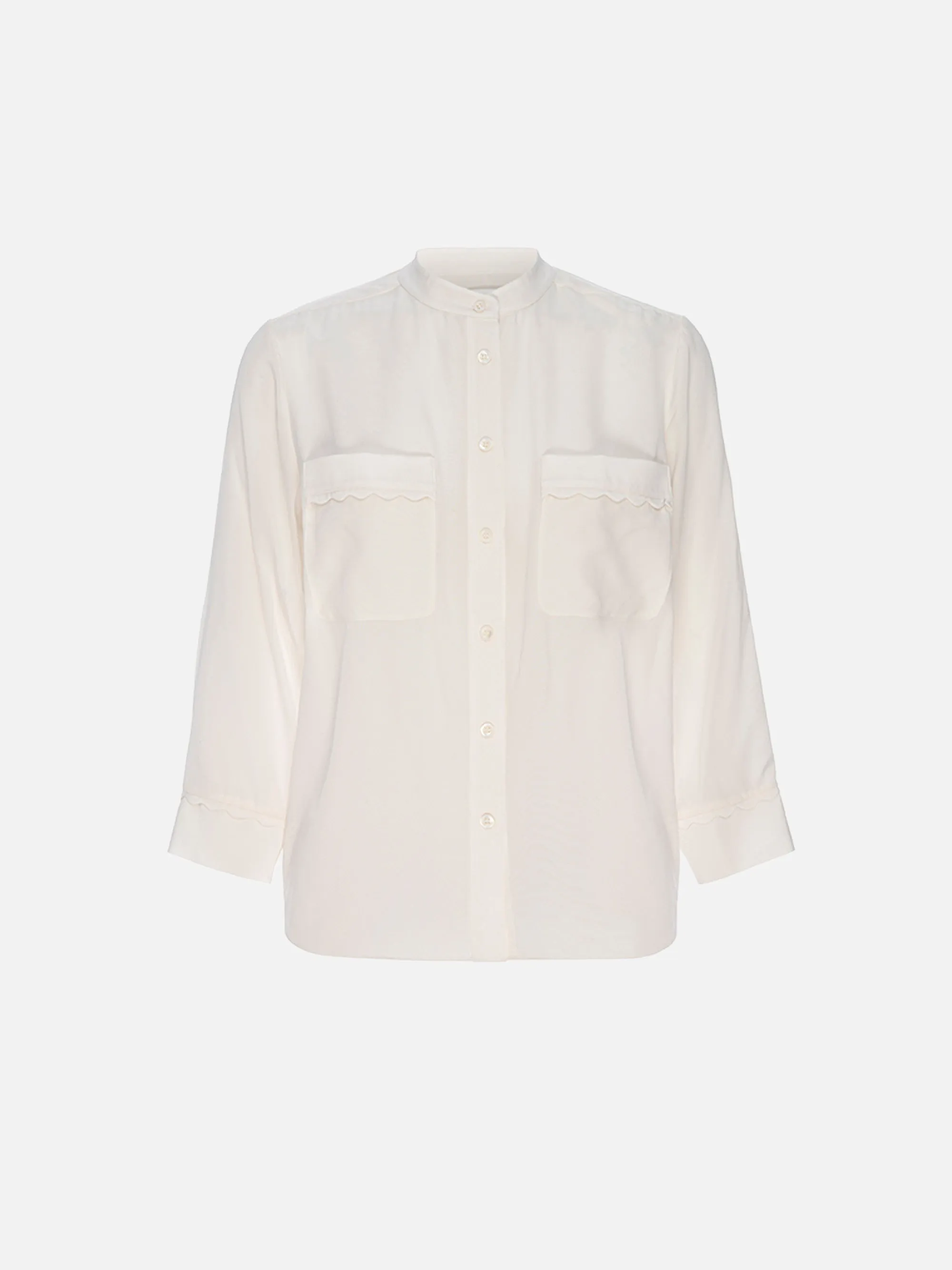 Scallop Trim Shirt -- Cream