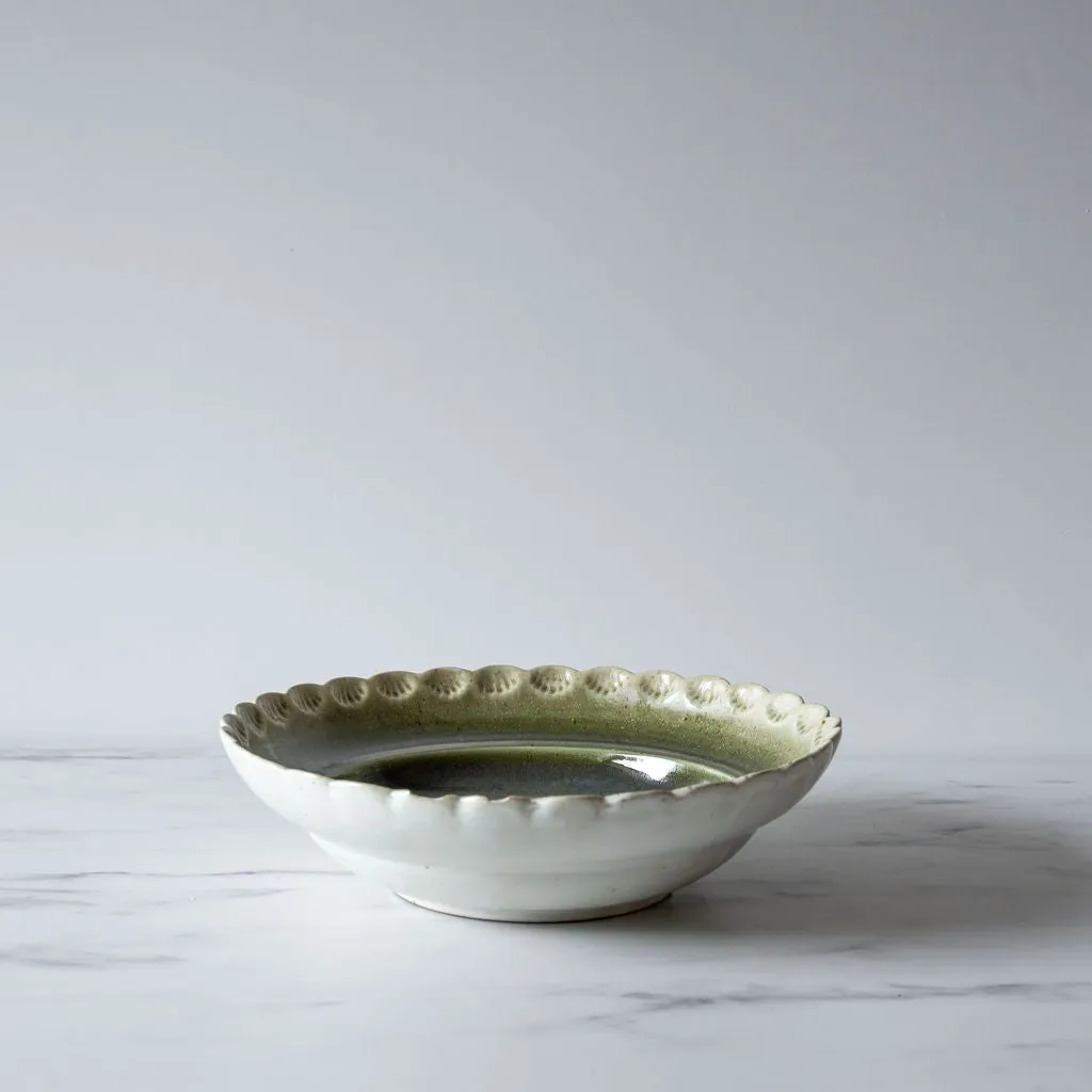 Scalloped Edge Stoneware Bowl