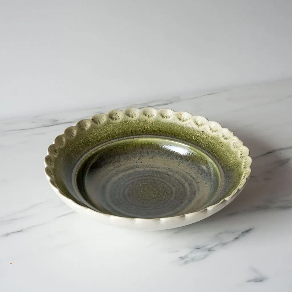 Scalloped Edge Stoneware Bowl