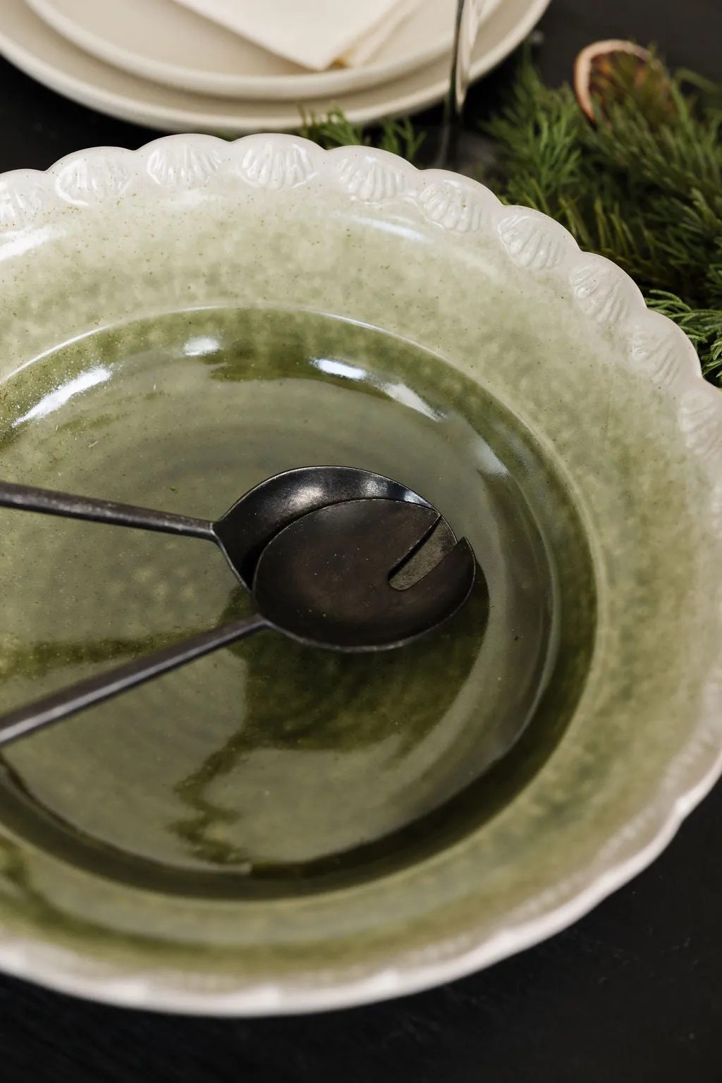 Scalloped Edge Stoneware Bowl