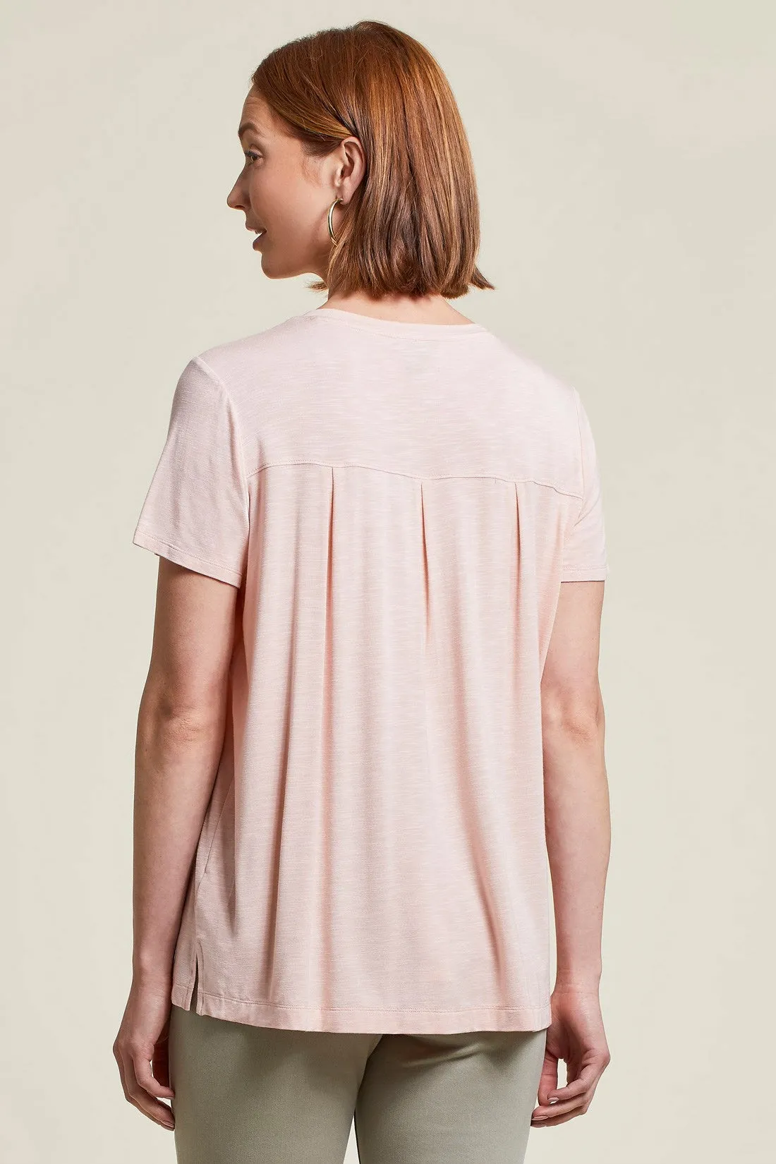 Scoop Neck Top w/Back Pleats