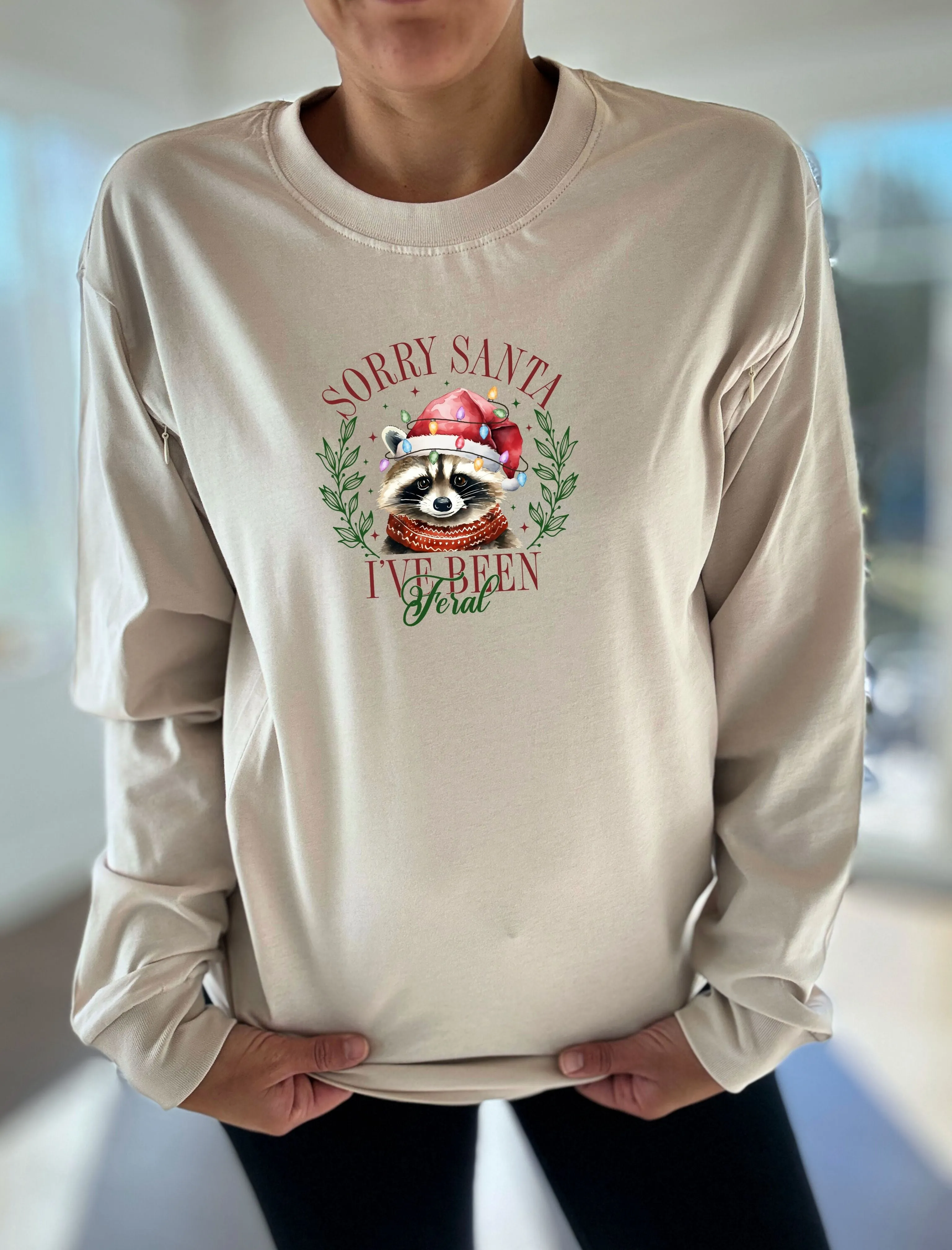 Sorry Santa I've Been Feral Long Sleeve Comfort Tee