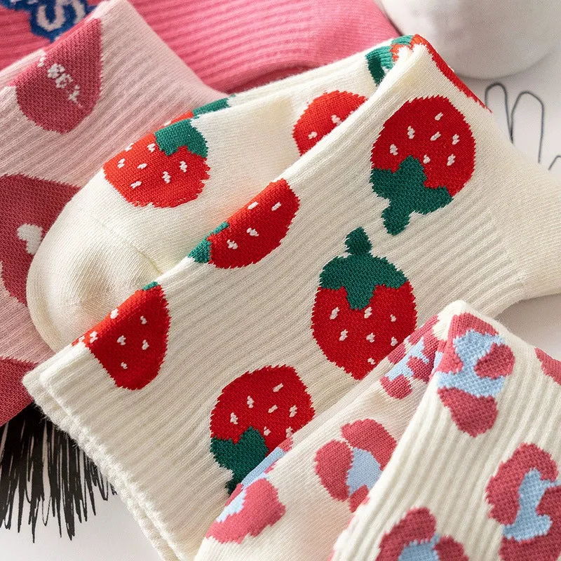 Sweet Strawberry Love Mid-Barrel Socks