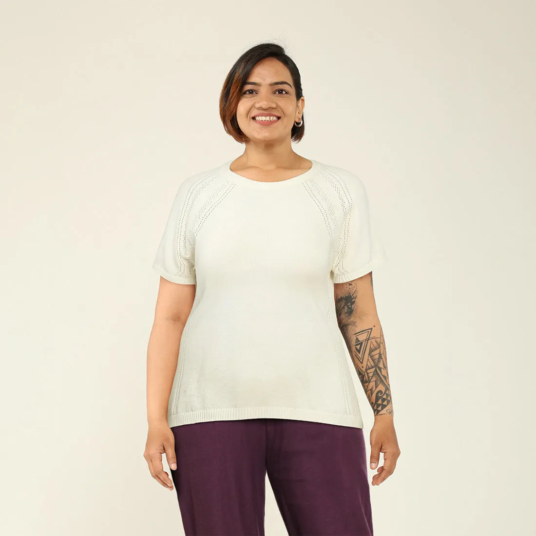 The At-Ease Cotton Knit Pointelle Top