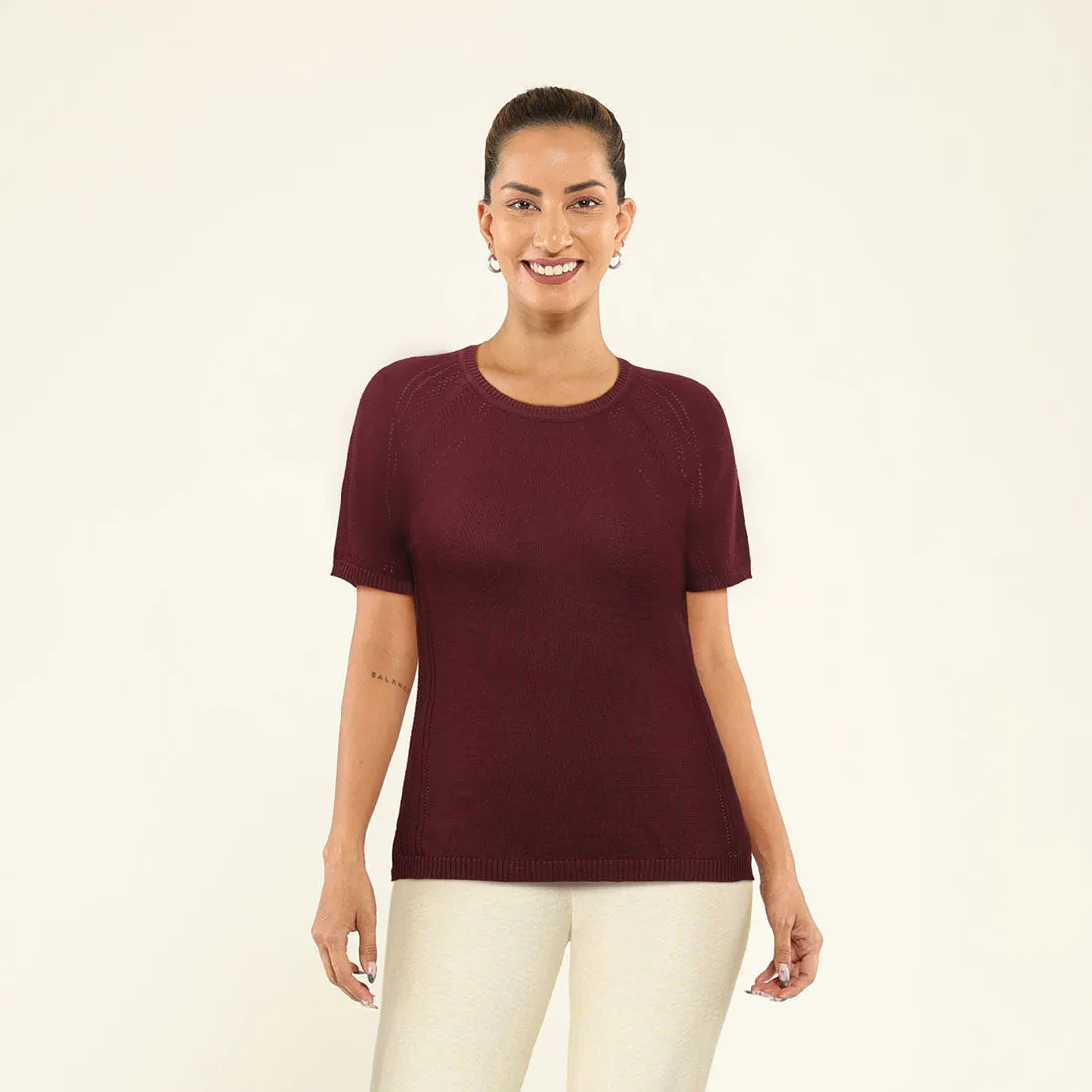 The At-Ease Cotton Knit Pointelle Top