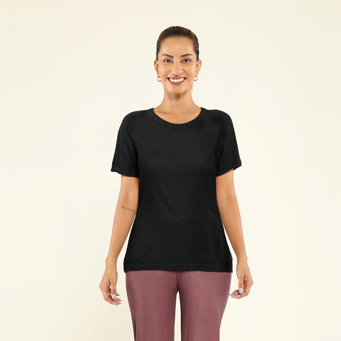 The At-Ease Cotton Knit Pointelle Top