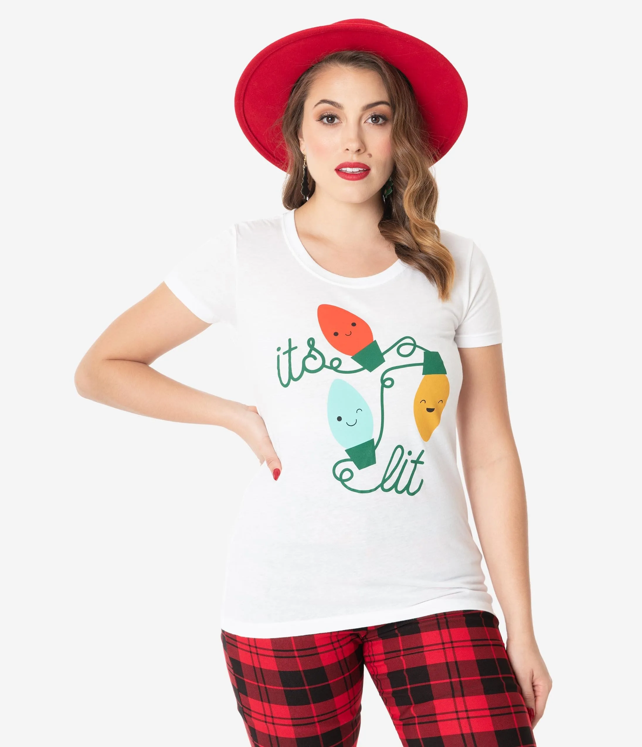 Unique Vintage Its Lit Christmas Lights Womens Tee